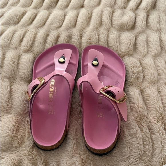 Birkenstock Shoes - Birkenstock Pink Sandals with Gold Buckle